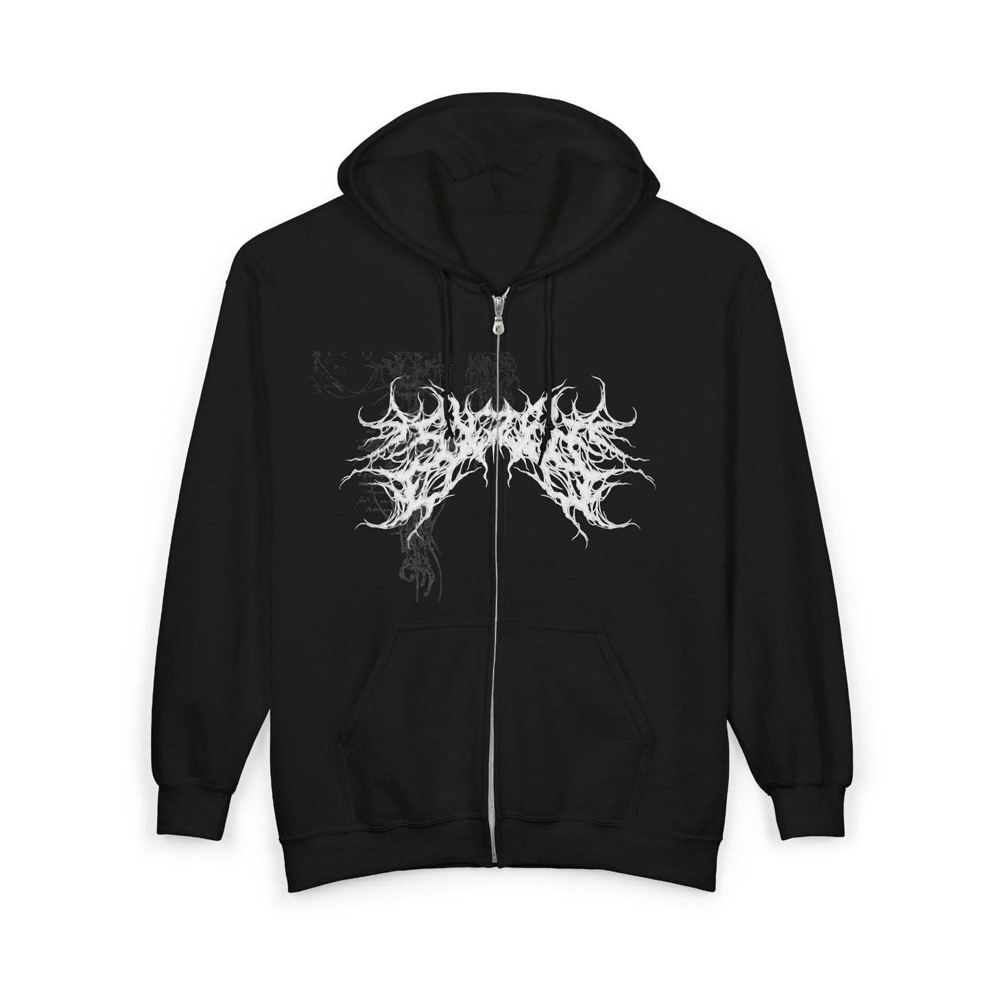 Metal Band Logo Zip Hoodie — 'Aviarta' Black Full-Zip Hooded Sweatshirt